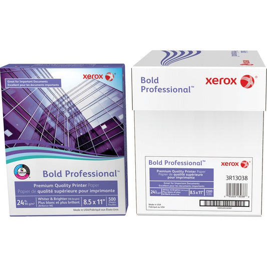 Xerox Bold Professional Quality Paper - White - Letter - 8 1/2" x 11" - 24 lb Basis Weight - Chlorine-free, Acid-free, ColorLok Technology, Jam-free - White - 1 Ream