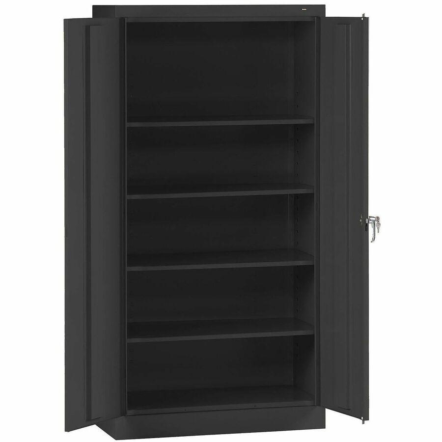 Tennsco Storage Cabinet (Unassembled) 2470 - 36" Width x 24" Depth x 78" Height - 5 x Shelf(ves) - 2 x Standard Door(s) - Heavy Duty, Locking Door, Hinged Door, Reinforced, Carrying Handle, Durable, Adjustable Leveler, Rugged, Welded - Black - Powder C...