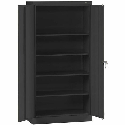 Tennsco Storage Cabinet (Unassembled) 2470 - 36" Width x 24" Depth x 78" Height - 5 x Shelf(ves) - 2 x Standard Door(s) - Heavy Duty, Locking Door, Hinged Door, Reinforced, Carrying Handle, Durable, Adjustable Leveler, Rugged, Welded - Black - Powder C...