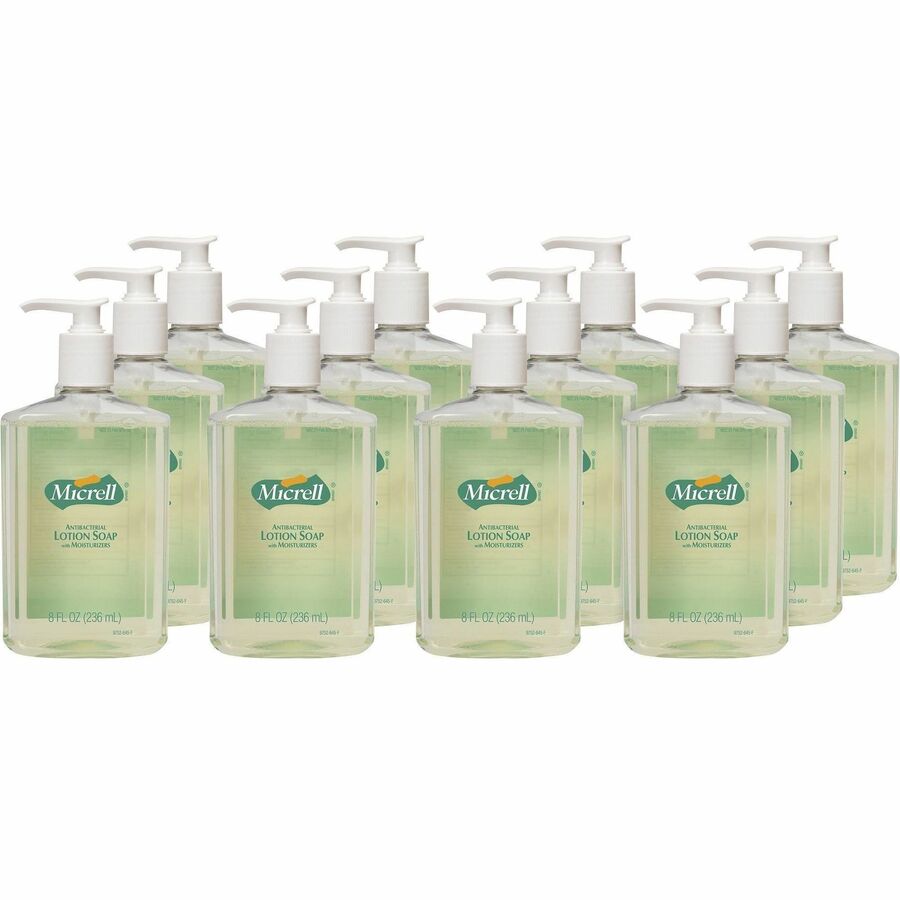 Micrell Antibacterial Lotion Soap - Citrus Scent - 8 fl oz - Pump Bottle Dispenser - Kill Germs, Grease Remover - Hand - Anti-irritant, Bio-based - 12 / Carton