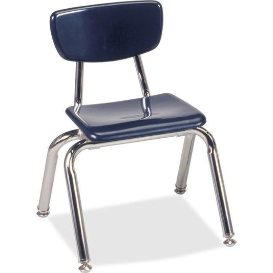 Virco 3012 Stack Chair - Navy Seat Color - Plastic Seat Material - Chrome Frame Color - 4 / Carton