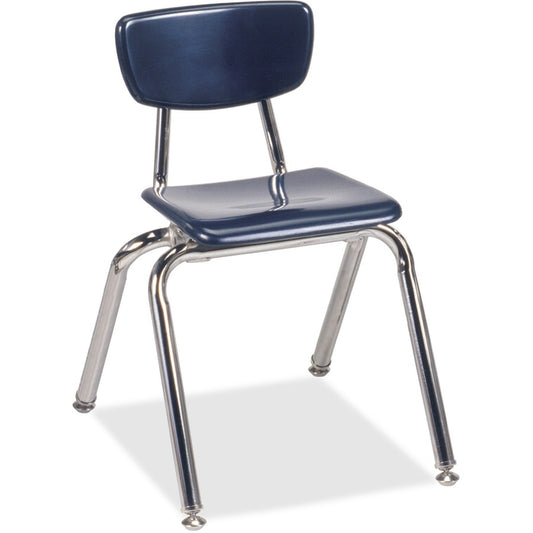 Virco 3014 Stack Chair - Navy Seat Color - Plastic Seat Material - Chrome Frame Color - 4 / Carton