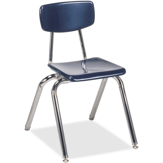 Virco 3016 Stack Chair - Navy Seat Color - Plastic Seat Material - Chrome Frame Color - 4 / Carton
