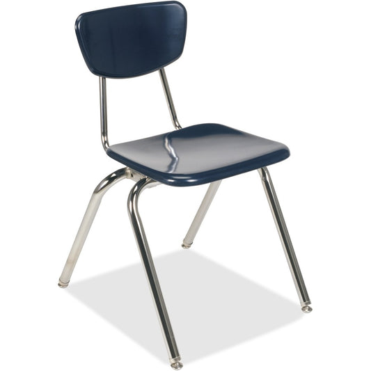 Virco 3018 Stack Chair - Navy Seat Color - Plastic Seat Material - Chrome Frame Color - 4 / Carton