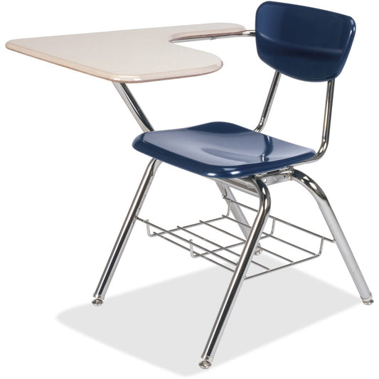 Virco Martest 3700BR Tablet Arm Chair Desk - Sandstone Top - Four Leg Base - 28" Table Top Length x 20" Table Top Width - Navy - Plastic Top Material - Steel Frame Material - 2 / Carton
