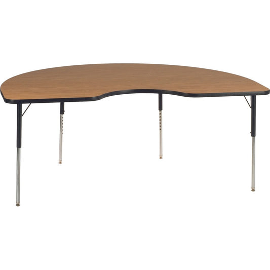 Virco 48KID72 Activity Table - Laminated Kidney-shaped Top - Height Adjustable - 22" to 30" Adjustment - 72" Table Top Length x 48" Table Top Width x 1.13" Table Top Thickness - 30" Height - Educational Environment, Training - Assembly Required - Charc...