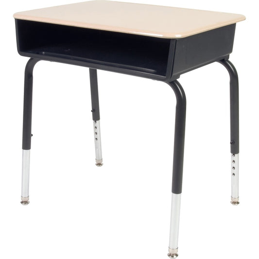 Virco 785 Open Front Student Desk with Book Box - Sandstone Rectangle Top - 4 Legs - Height Adjustable - 22" to 30" Adjustment - 24" Table Top Length x 18" Table Top Width - 30" Height - Educational Environment - Assembly Required - Chrome, Laminated...