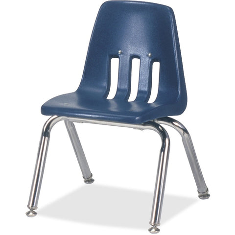 Virco Classic 9012 Stack Chair - Navy Seat Color - Plastic Seat Material - Chrome Frame Color - 4 / Carton