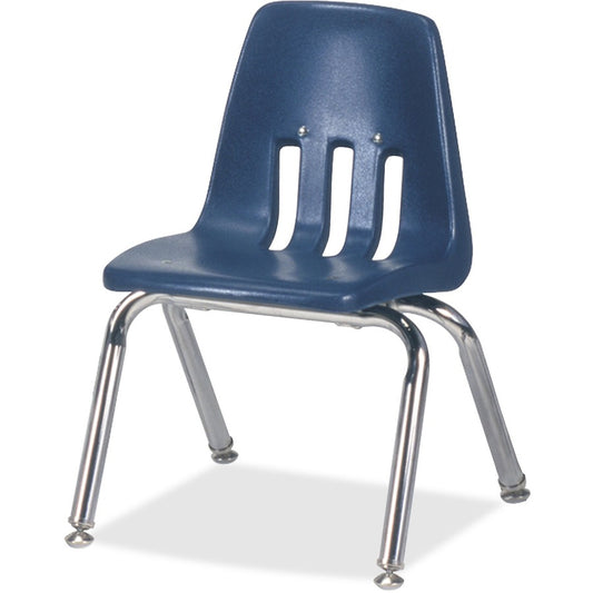 Virco Classic 9012 Stack Chair - Navy Seat Color - Plastic Seat Material - Chrome Frame Color - 4 / Carton