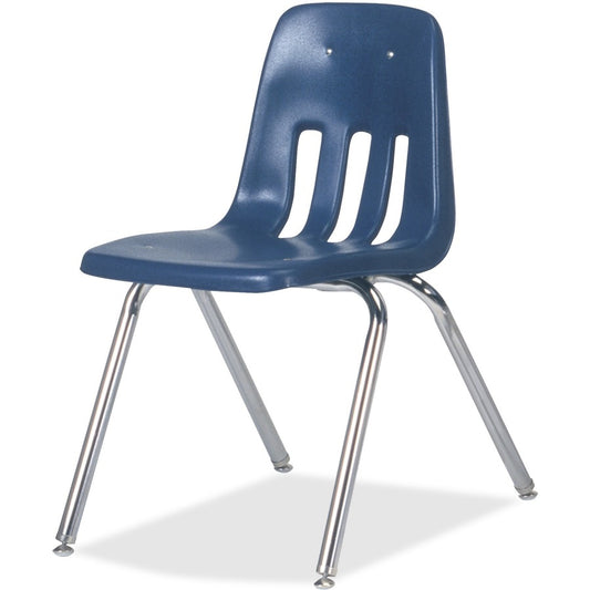 Virco Classic 9018 Stack Chair - Navy Seat Color - Plastic Seat Material - Chrome Frame Color - 4 / Carton