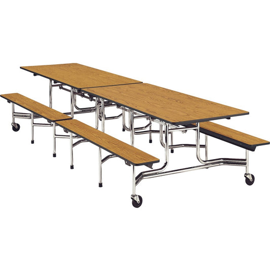 Virco MTB172912 Mobile Bench Table - Laminated, Medium Oak Top - 12 ft Table Top Length x 30" Table Top Width - 29" Height - 1 Each