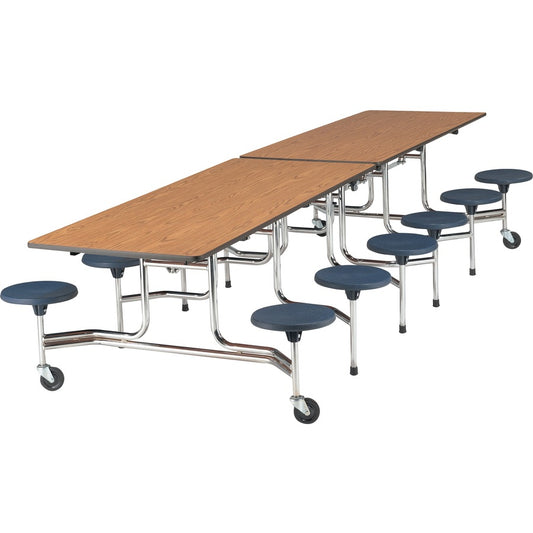 Virco MTS17291212 Mobile Stool Table - Laminated Rectangle, Medium Oak Top - 12 ft Table Top Length x 30" Table Top Width x 0.75" Table Top Thickness - 29" Height - Assembly Required - Navy - 1 Each