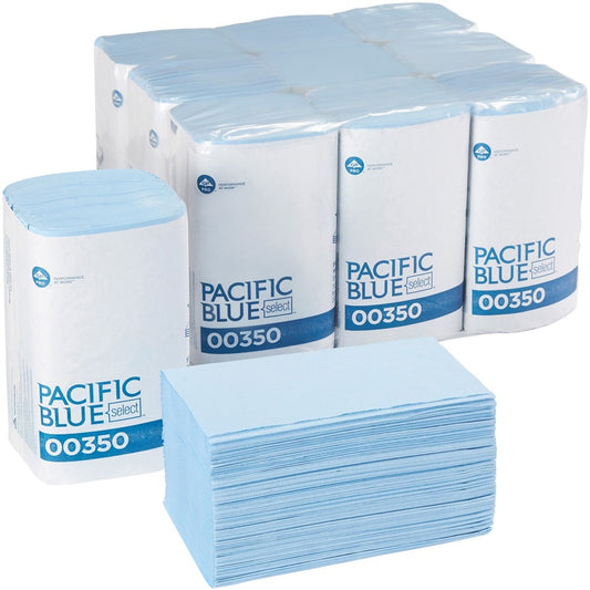 Pacific Blue Select S-Fold Windshield Paper Towels - 2 Ply - Singlefold - 9.50" Width x 10.25" Length - Blue - Paper - 250/Pack - 9 / Carton