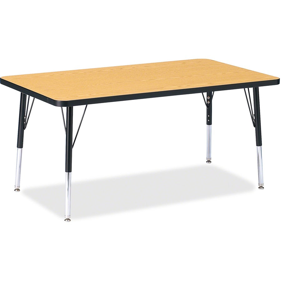 Jonti-Craft Berries Elementary Height Color Top Rectangle Table - Black Oak Rectangle, Laminated Top - Four Leg Base - 4 Legs - Height Adjustable - 15" to 24" Adjustment - 48" Table Top Length x 30" Table Top Width x 1.13" Table Top Thickness - Art, Cr...