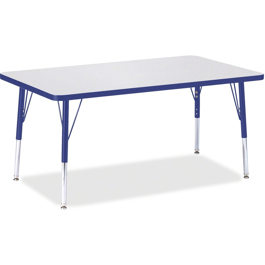 Jonti-Craft Berries Elementary Height Gray Top Rectangular Table - Gray Rectangle, Laminated Top - Four Leg Base - 4 Legs - Height Adjustable - 15" to 24" Adjustment - 48" Table Top Length x 30" Table Top Width x 1.13" Table Top Thickness - 24" Height...