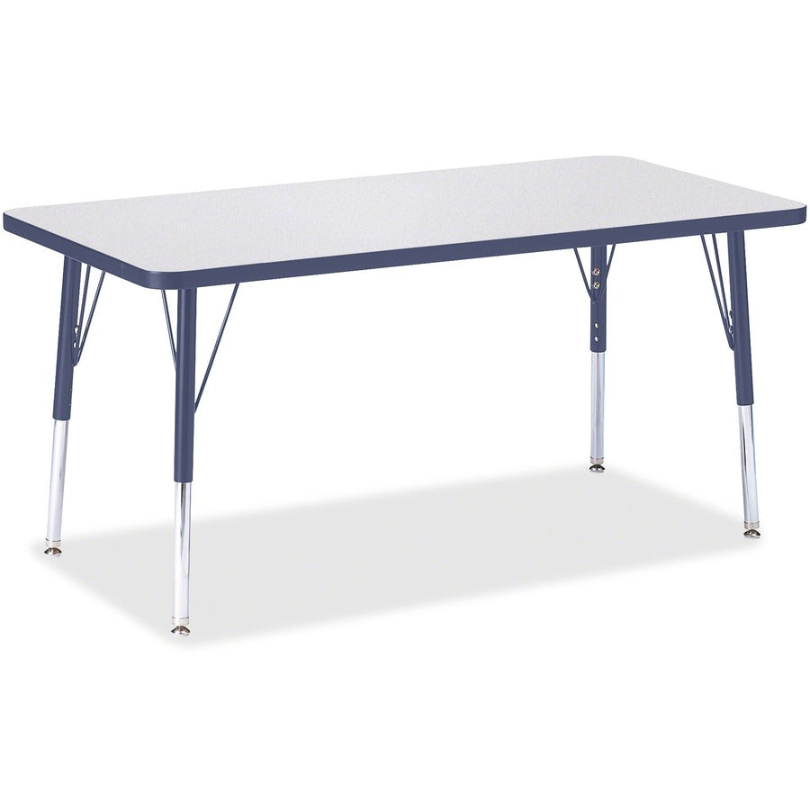Jonti-Craft Berries Elementary Height Color Edge Rectangle Table - Laminated Rectangle, Navy Top - Four Leg Base - 4 Legs - Height Adjustable - 15" to 24" Adjustment - 48" Table Top Length x 24" Table Top Width x 1.13" Table Top Thickness - 24" Height...
