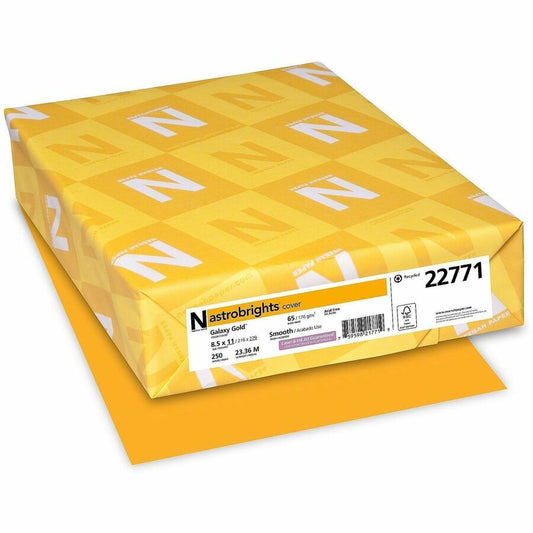 Astrobrights Colored Cardstock - Gold - Letter - 8 1/2" x 11" - 65 lb Basis Weight - Green Seal - Durable, Heavyweight, Acid-free, Lignin-free, Chlorine-free - Galaxy Gold - 1 Pack