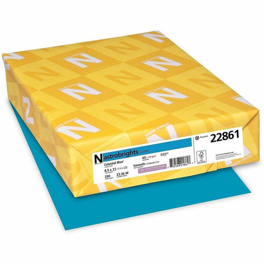 Astrobrights Colored Cardstock - Letter - 8 1/2" x 11" - 65 lb Basis Weight - Smooth - Heavyweight, Acid-free, Lignin-free, Durable - Celestial Blue - 250 Sheets - 1 Pack