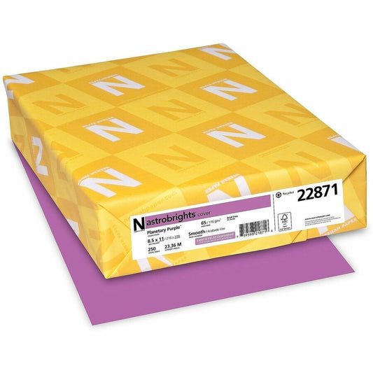 Astrobrights Colored Cardstock - Purple - Letter - 8 1/2" x 11" - 65 lb Basis Weight - Smooth - Green Seal - Heavyweight, Acid-free, Lignin-free - Planetary Purple - 1 Pack