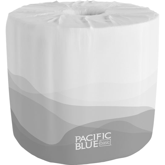 Pacific Blue Basic Standard Roll Toilet Paper - 2 Ply - 4" Width x 4" Length - 550 Sheets/Roll - Embossed - White - 80 / Carton