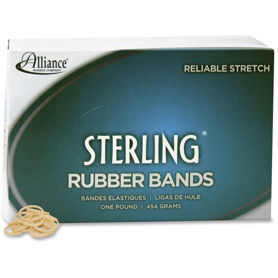 Alliance Rubber Sterling Rubber Bands - Size: #8 - 0.9" Length x 62.5 mil Thickness - Durable, Elastic - Natural Crepe - 7100 / Box