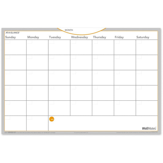 At-A-Glance WallMates Monthly Planning Surface - Monthly - 12" x 18" Sheet Size - White - 1 Each
