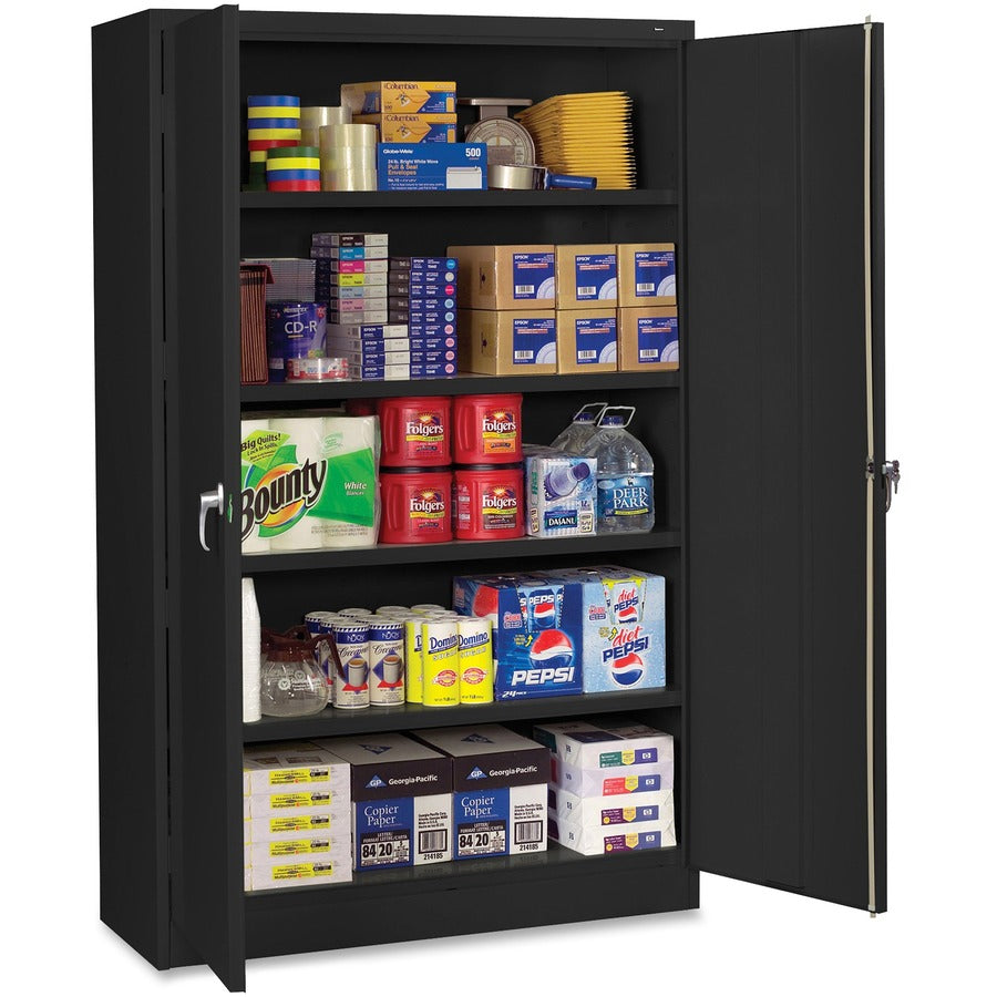 Tennsco Jumbo Storage Cabinet - 48" Width x 24" Depth x 78" Height - 5 x Shelf(ves) - 2 x Door(s) - 2000 lb Load Capacity - Leveling Glide, Recessed Handle, Security Lock - Black - Steel - Recycled