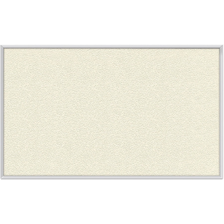 Ghent Vinyl Bulletin Board with Aluminum Frame - 48" Board Height x 10 ft Board Width - Ivory Vinyl Surface - Durable, Laminated, Textured Surface, Washable, Customizable - Satin Anodized Aluminum Frame - 1 Each
