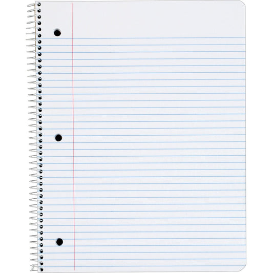 TOPS 1 - subject College - ruled Notebook - Letter - 100 Sheets - Wire Bound - Letter - 8 1/2" x 11" Sheet Size - 0.38" Height x 8.5" Width x 11" Length - Assorted Paper - Red Card Stock, Black, Blue, Green Cover - Perforated - 1 Each