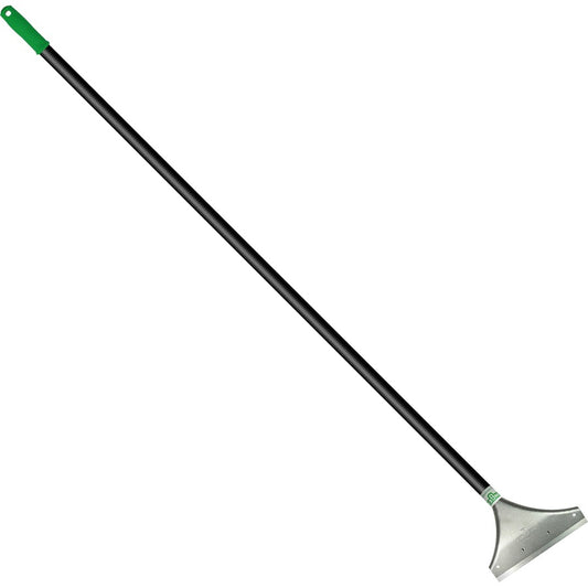Unger Heavy-Duty Scraper - 8" Zinc Alloy Blade - 60" Galvanized Steel Handle - Heavy Duty, Ergonomic, Comfortable, Hanging Hole - Black, Silver - 1Each