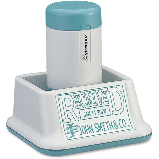 Xstamper XpeDater Date Stamp - Custom Message/Date Stamp - A.M., P.M., REC'D, PAID, FAX'D - 1.38" Impression Width - 50000 Impression(s) - Rubber Rubber - Recycled - 1 Each