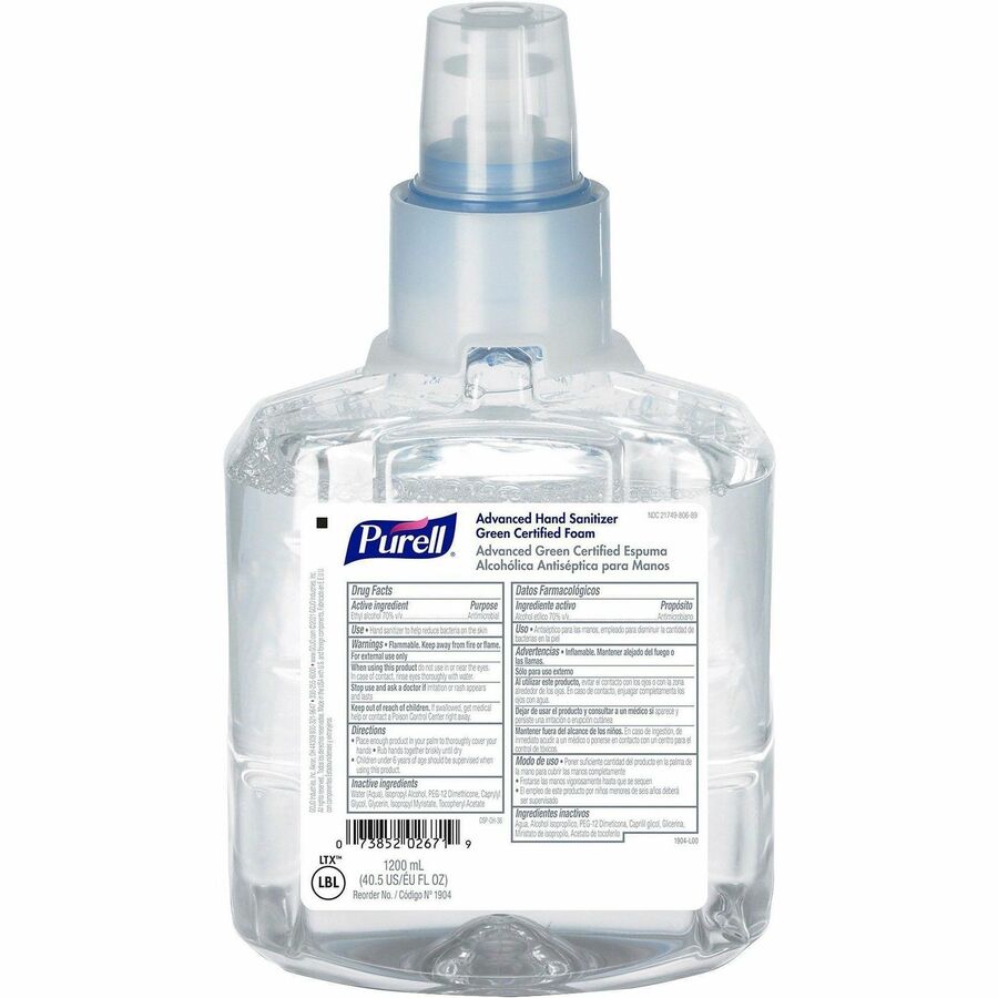 PURELL&reg, Hand Sanitizer Foam Refill - 1.27 quart - Hand, Skin - Clear - Fragrance-free, Dye-free - 1 Each