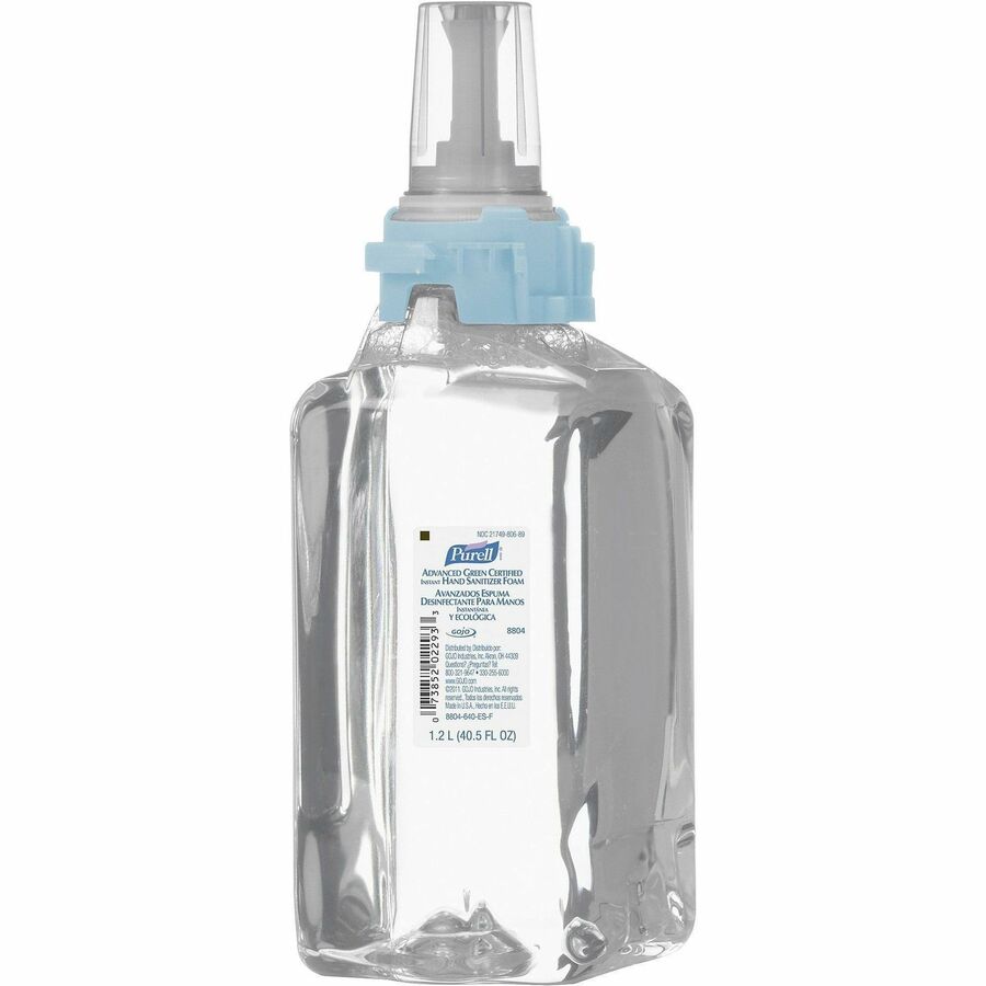 PURELL&reg, Hand Sanitizer Foam Refill - Fragrance-free Scent - 1.27 quart - Kill Germs - Hand - Clear - Dye-free, Fragrance-free - 1 Each