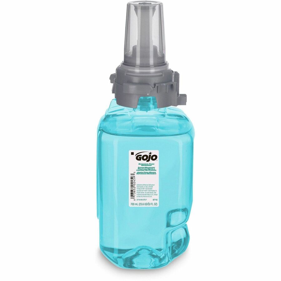 Gojo&reg, ADX-7 Dispenser Refill Botanical Foam Soap - Botanical Scent - 23.67 fl oz - Pump Bottle Dispenser - Skin, Hand - Moisturizing - Emerald Green - Rich Lather, Bio-based - 1 Each
