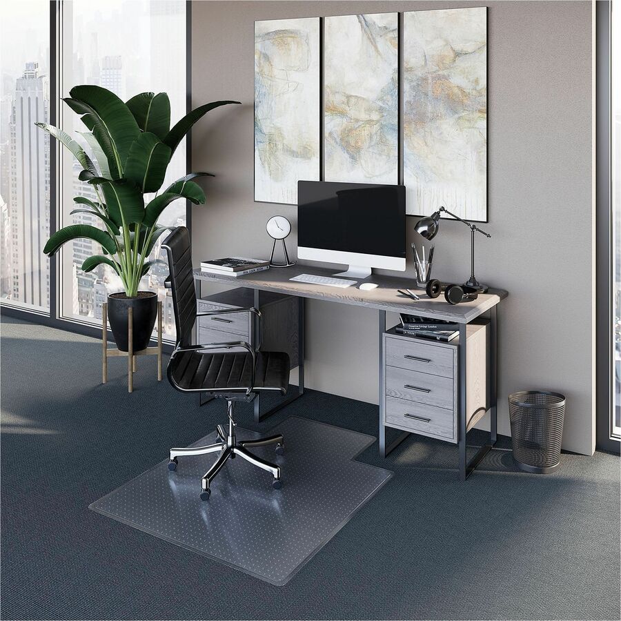 ES ROBBINS Low-Pile Carpet Chair Mat - Pile Carpet, Low Pile - 48" Length x 36" Width x 0.375" Thickness - Lip Size 10" Length x 20" Width - Vinyl - Clear - 1 Each