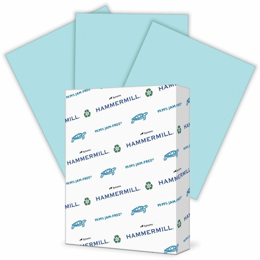 Hammermill Colors Recycled Copy Paper - Blue - Letter - 8 1/2" x 11" - 24 lb Basis Weight - Smooth - Sustainable Forestry Initiative (SFI) - Jam-free, Acid-free - Blue - 1 Ream
