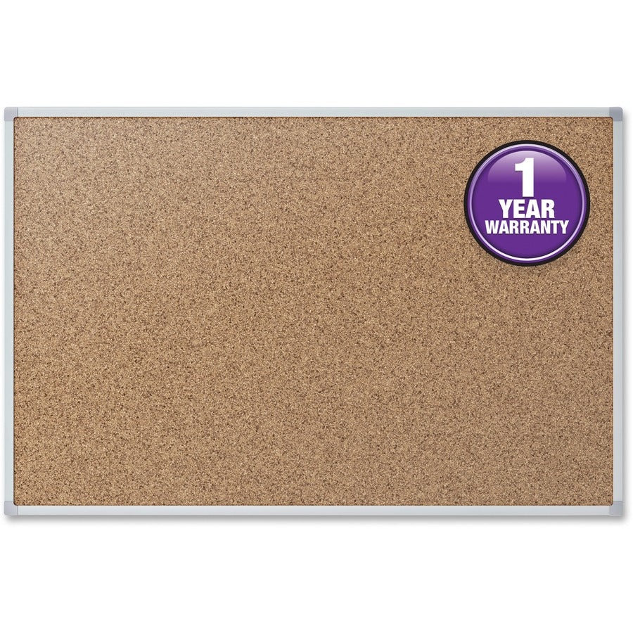 Mead Classic Cork Bulletin Board - 36" Board Height x 48" Board Width - Natural Cork Surface - Self-healing - Silver Aluminum Frame - 1 Each