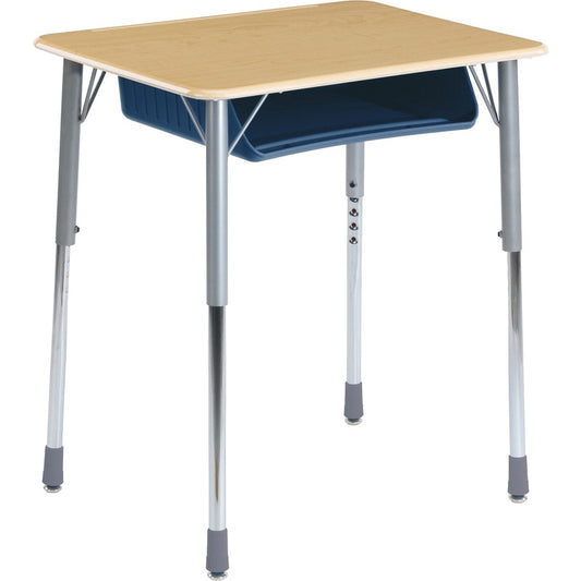 Virco Open Front Student Book Box Desk - Maple Top - Student - Navy, Silver Mist - 2 / Carton