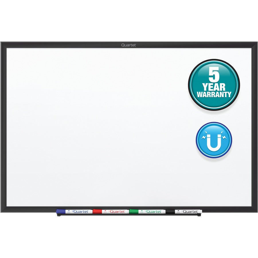 Quartet Classic Magnetic Whiteboard - 60" (5 ft) Width x 36" (3 ft) Height - White Painted Steel Surface - Black Aluminum Frame - Horizontal/Vertical - Magnetic - Durable, Smooth Surface, Sturdy - 1 Each