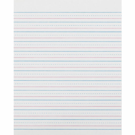 Zaner-Bloser Pacon Broken Midline Sulphite Paper - 500 Sheets - 0.50" Ruled - 8" x 10 1/2" Sheet Size - White Paper - 1 Ream