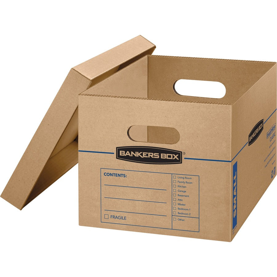 Bankers Box SmoothMove Classic Small Moving Boxes - External Dimensions: 12.5" Width x 16.3" Depth x 10.5" Height - Media Size Supported: Letter, Legal - Lift-off Closure - Corrugated - Kraft - For File - 10 / Carton