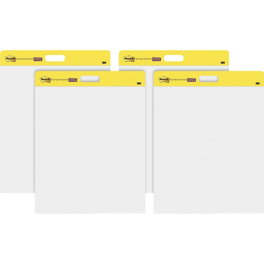 Post-it&reg, Self-Stick Wall Pads - 20 Sheets - Plain - Stapled - 18.50 lb Basis Weight - 20" x 23" Sheet Size - White Paper - Cardboard Cover - Self-adhesive, Repositionable, Bleed Resistant - 2/Pack - 2 / Carton