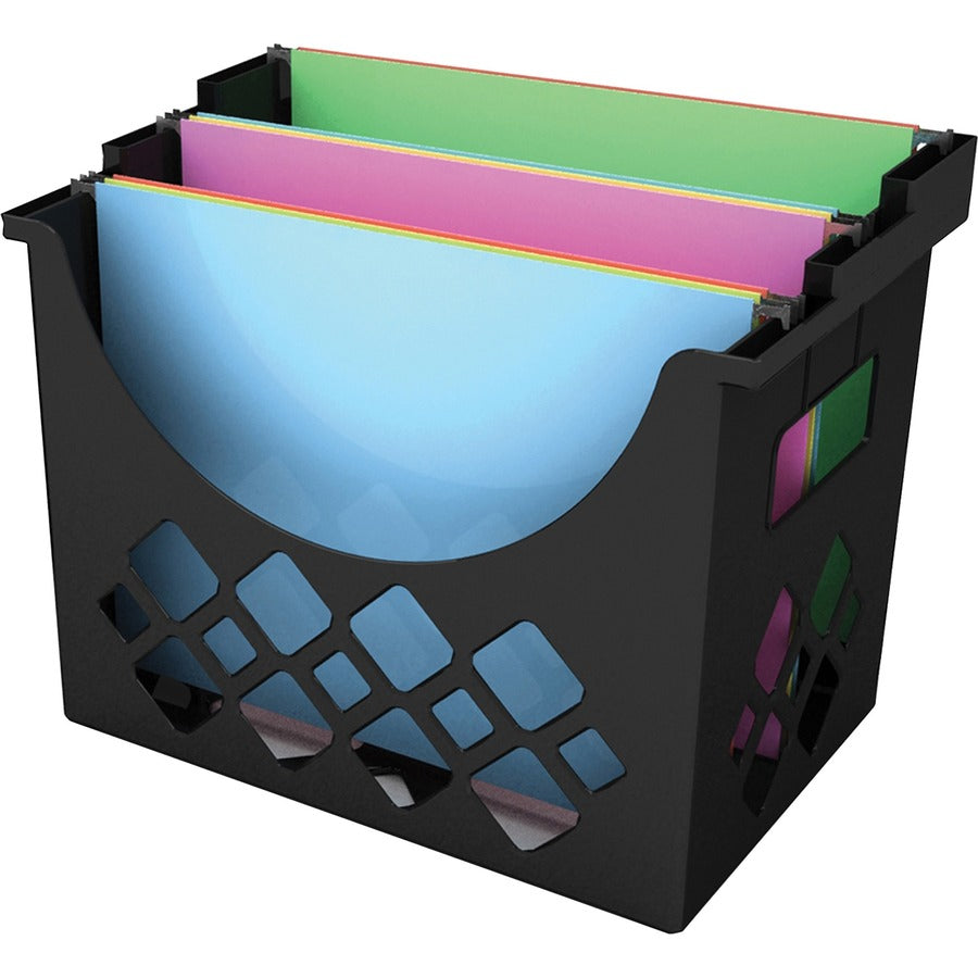 Deflecto Sustainable Office Desktop Hanging File Holder - 9.63" Height x 13.25" Width x 8.50" Depth - Desktop - Sturdy - 30% Recycled - Black - 1 Each