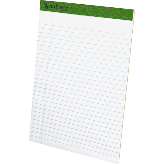 TOPS Recycled Perforated Legal Writing Pads - 50 Sheets - 0.34" Ruled - 15 lb Basis Weight - 8 1/2" x 11 3/4" Sheet Size - Environmentally Friendly, Perforated - 12 / Dozen