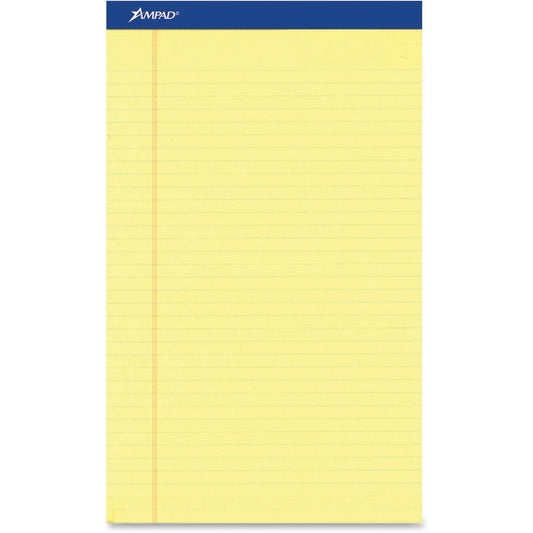 Ampad Perforated Ruled Pads - Letter - 50 Sheets - Stapled - 0.34" Ruled - Letter - 8 1/2" x 11" Sheet Size x 8.5" Width x 11.8" Length - Dark Blue Binding - Sturdy Back, Chipboard Backing, Perforated, Tear Resistant - 12 / Dozen