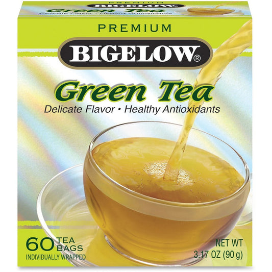 Bigelow&reg, Blend Green Tea Bag Green Tea Bag - Green Tea - 3.2 oz Per Box - 60 - 60 / Box