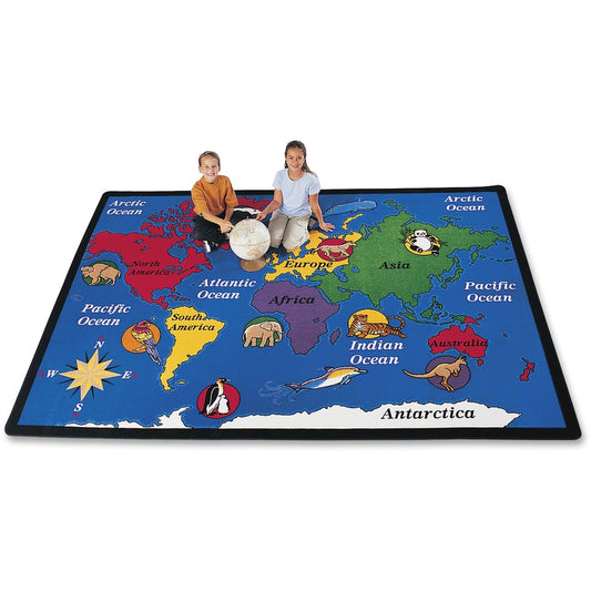 Carpets for Kids&reg, Premium World Explorer Geography Area Rug - 69.96" Length x 99.96" Width - Rectangle - Multi