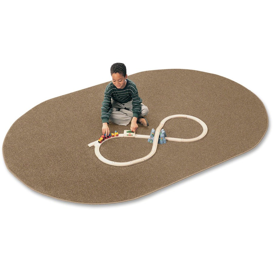 Carpets for Kids&reg, Solid Color Mt. St. Helens Carpet Rug - 108" Length x 72" Width - Oval - Tan - Nylon