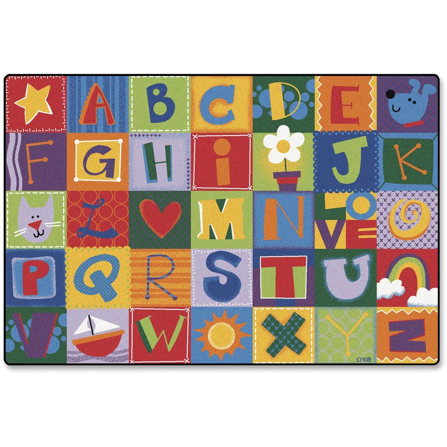 Carpets for Kids&reg, KIDSoft™, Toddler Alphabet Blocks Rug - 108" Length x 72" Width - Rectangle - Alphabet Blocks - Multi
