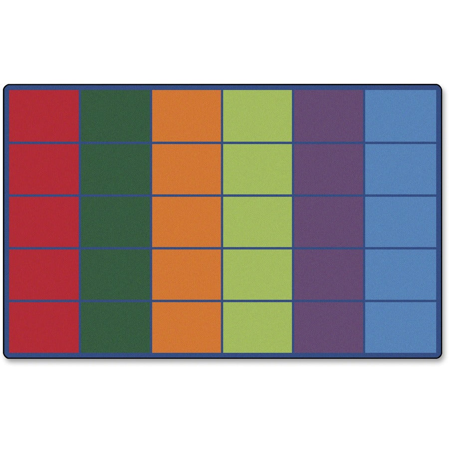 Carpets for Kids&reg, Premium Color Rows 30-Space Seating Rug - 13.33 ft Length x 100" Width - Rectangle - Multi